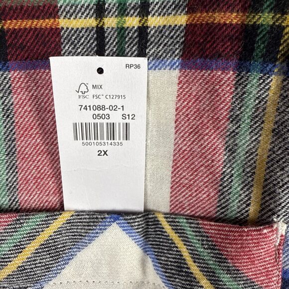 Old Navy NWT Red Cream Tartan Plaid Cotton Flannel Pajama Set Sz 2X Cozy - Picture 6 of 7